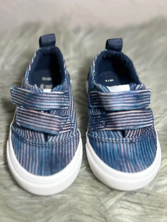 TOMS Fenix Double Strap Boys Navy Blue Slip-On with Hook Loop Straps Sneaker Sz6 - Picture 5 of 9